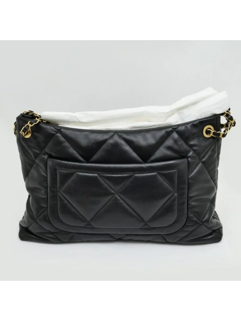 Chanel Shopping Bag As5740 Black Gold Hardware Shiny Lambskin